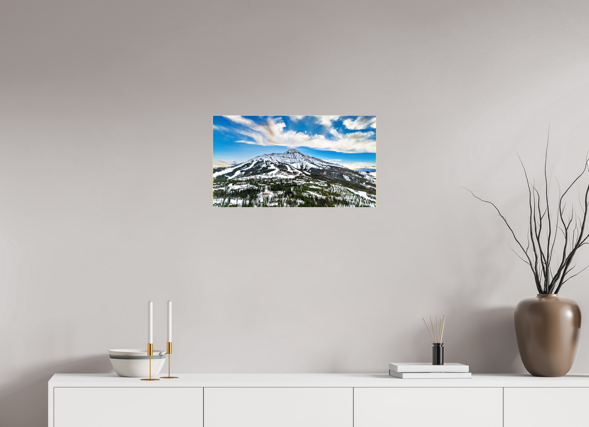 24 x 13.5″, Acrylic Print (Gold Slim Frame) Mountain Views - Big Sky, Montana