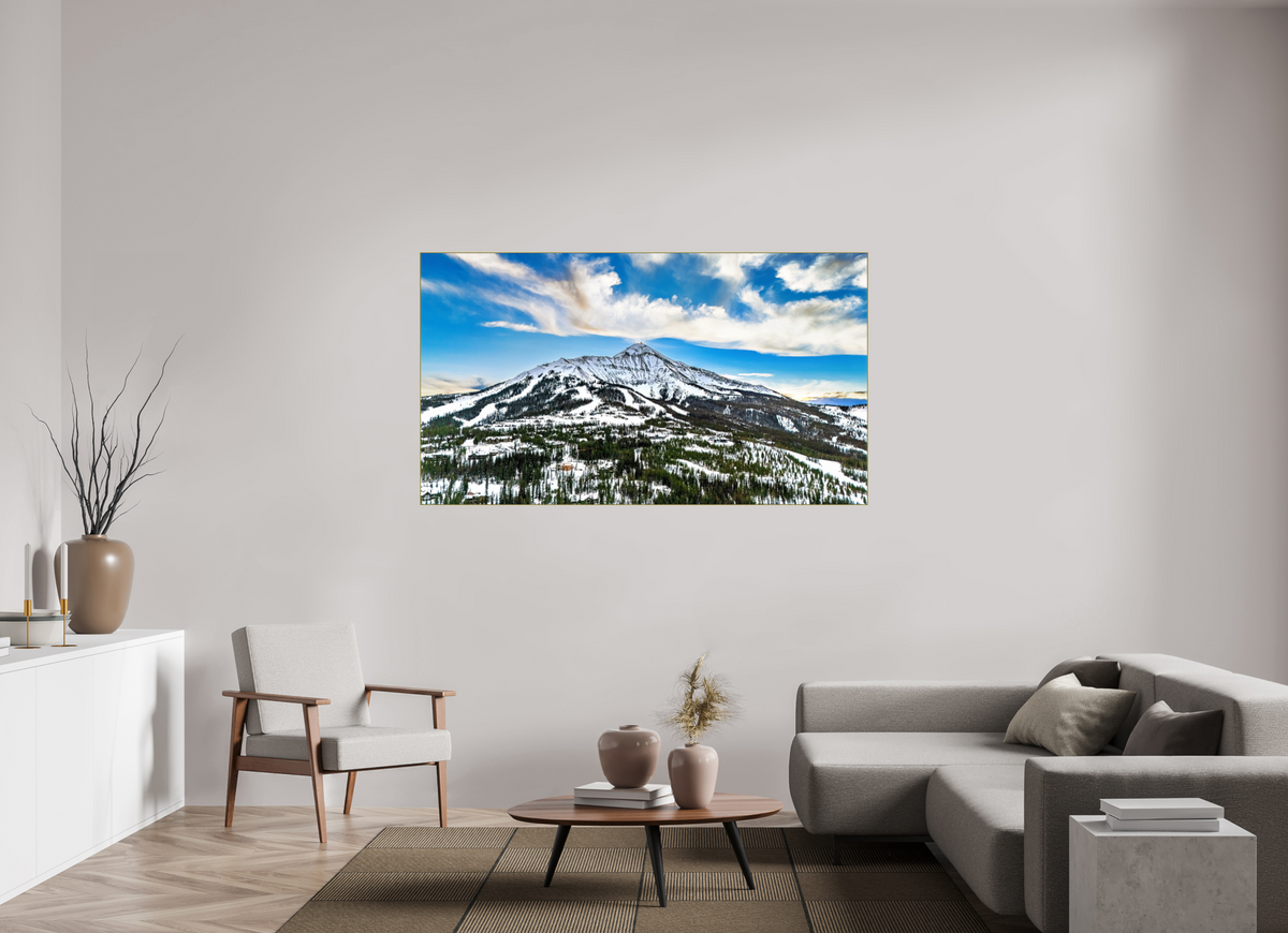 70 x 39.4″, 0.4" Gold Aluminum Artbox Frame (Print on Aluminum DiBond) Mountain Views - Big Sky, Montana