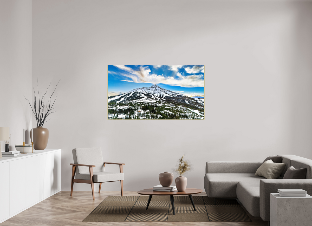 64 x 36″, 0.4" Gold Aluminum Artbox Frame (Print on Aluminum DiBond) Mountain Views - Big Sky, Montana