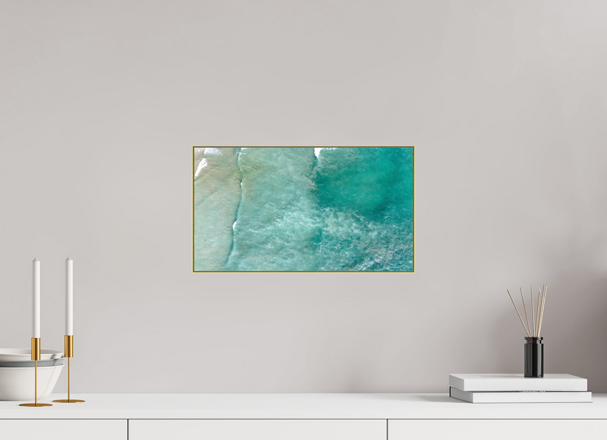 16 x 9″, 0.4" Gold Aluminum Artbox Frame (Print on Aluminum DiBond) Costa Rica Waves #1 - Nosara, Costa Rica