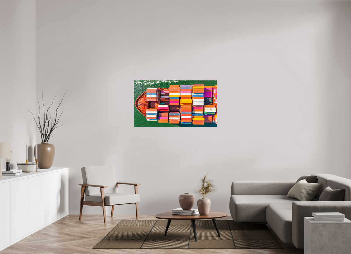 49 x 27.6″, Acrylic Print (Silver Slim Frame) Container Ship on the Harbor - Charleston, South Carolina