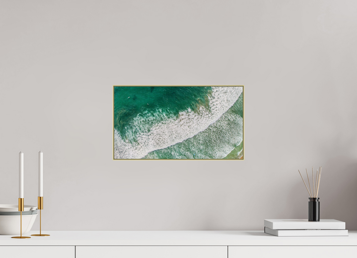 16 x 9″, 0.4" Gold Aluminum Artbox Frame (Print on Aluminum DiBond) Costa Rica Waves #2