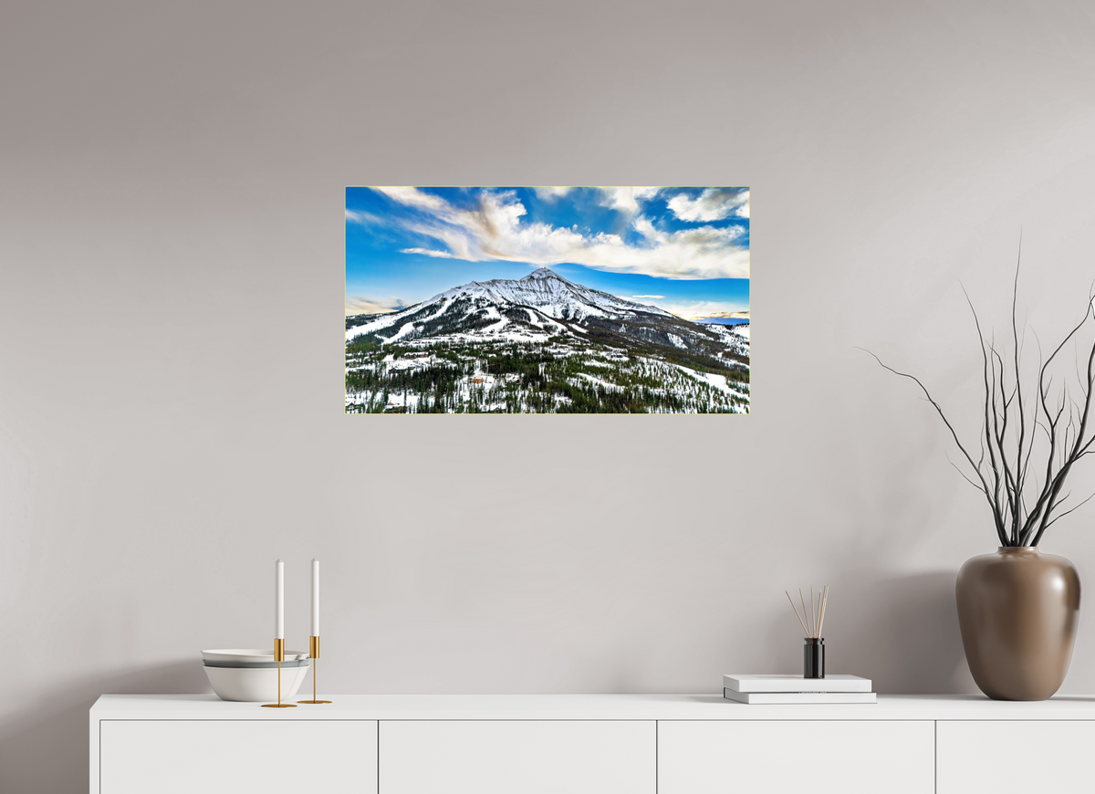 32 x 18″, Acrylic Print (Gold Slim Frame) Mountain Views - Big Sky, Montana