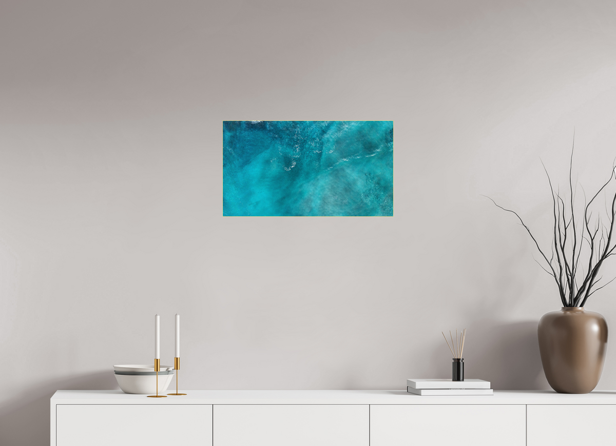 24 x 13.5″, Acrylic Print (Gold Slim Frame) Blue Seas - Nosara, Costa Rica