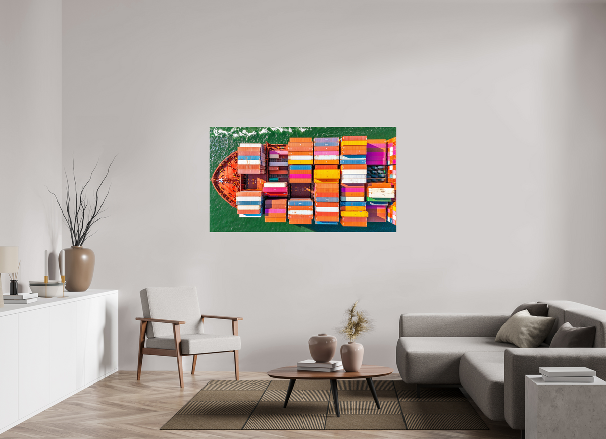64 x 36″, Photo Print On Fuji Crystal DP II Container Ship on the Harbor - Charleston, South Carolina