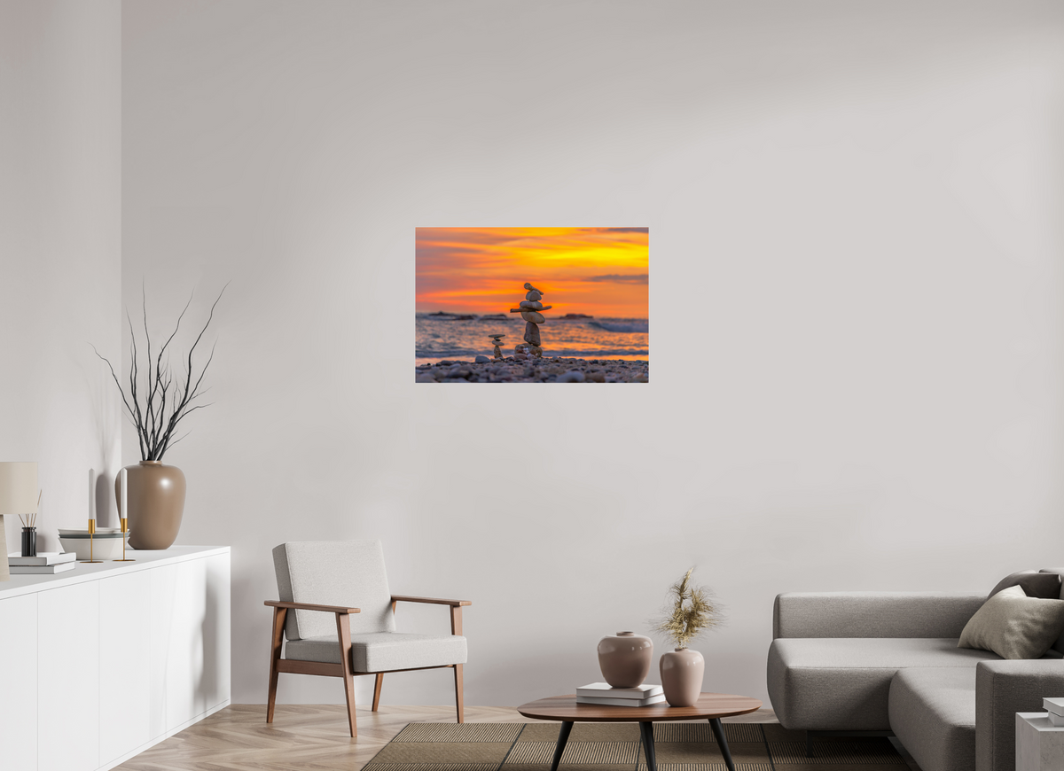 36 x 24″, Acrylic Print (Silver Slim Frame) Rock Stack - Nosara, Costa Rica