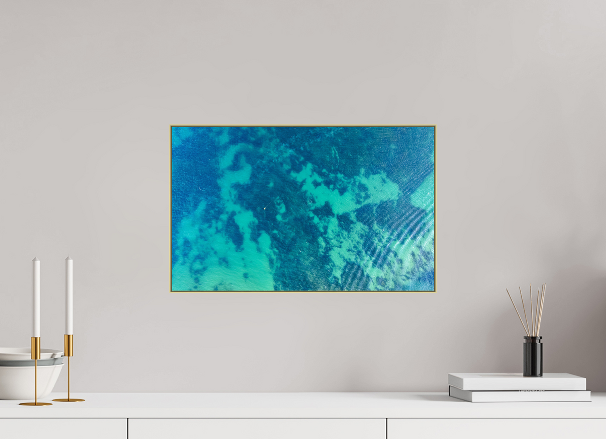 19.2 x 12″, 0.4" Gold Aluminum Artbox Frame (Print on Aluminum DiBond) Water Views - Algarve, Portugal