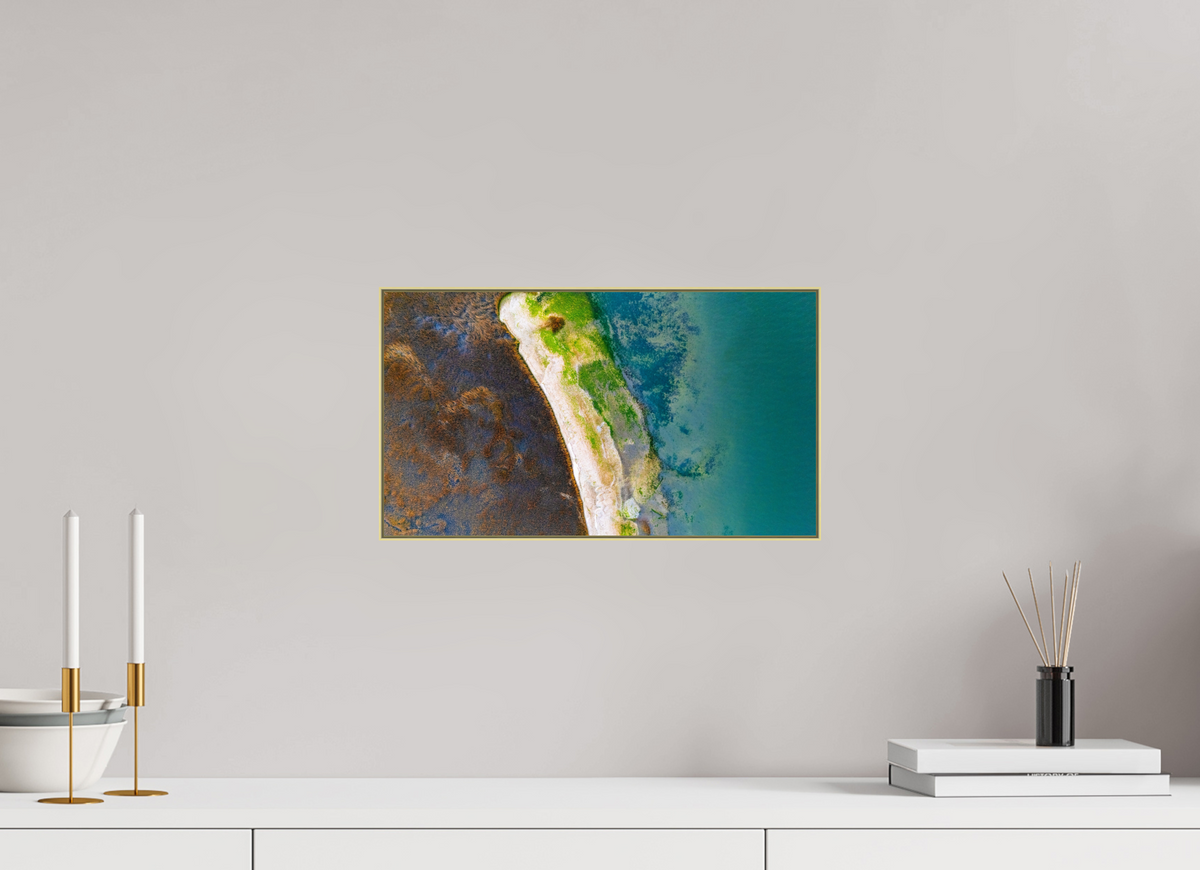 16 x 9″, 0.4" Gold Aluminum Artbox Frame (Print on Aluminum DiBond) The Green on the Water - Charleston, South Carolina