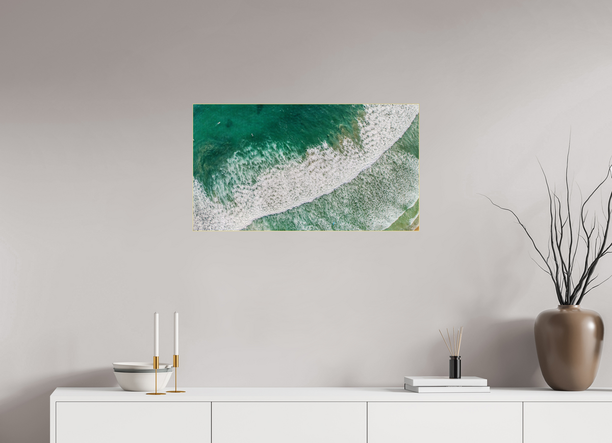 32 x 18″, Acrylic Print (Gold Slim Frame) Costa Rica Waves #2