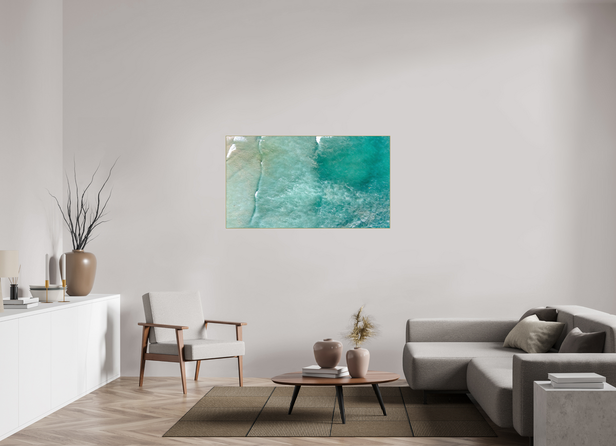 55 x 30.9″, 0.4" Gold Aluminum Artbox Frame (Print on Aluminum DiBond) Costa Rica Waves #1 - Nosara, Costa Rica